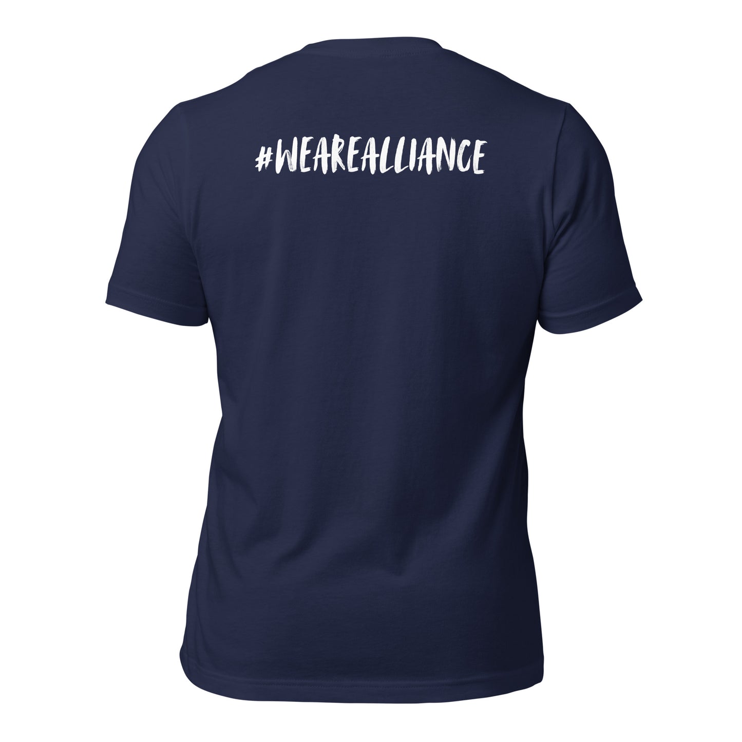 Alliance Mama - White/Red Lettering Bella + Canvas Unisex t-shirt - Front and Back Design