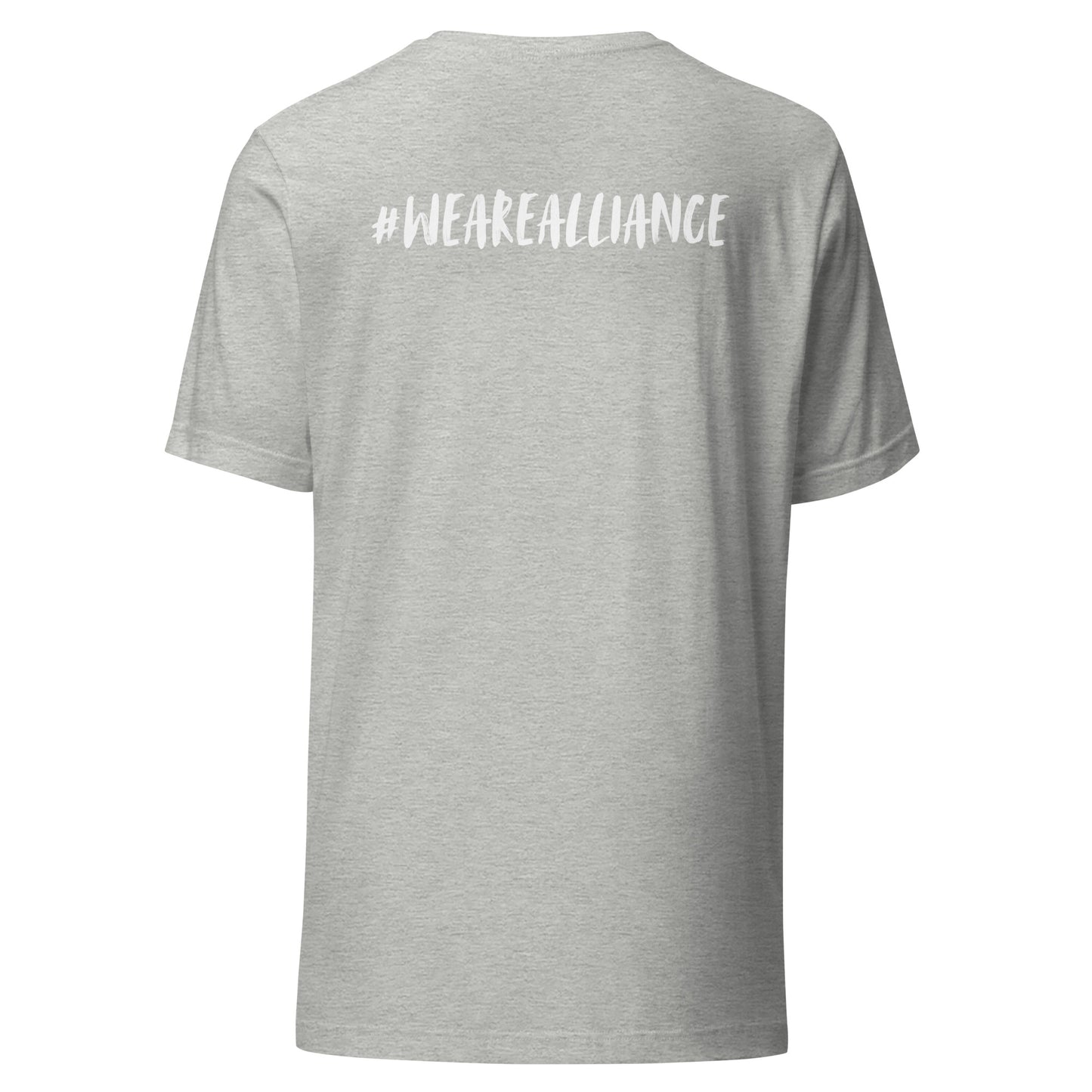 Alliance Logo - Multiple Color Options Bella + Canvas Unisex t-shirt - Front and Back Design