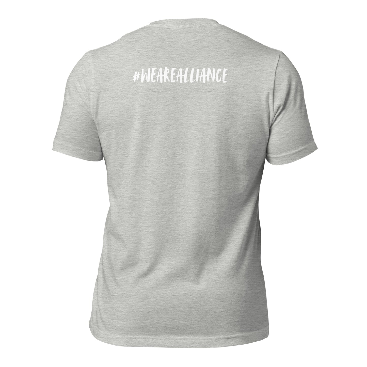 Alliance Nana - White/Red Lettering Bella + Canvas Unisex t-shirt - Front and Back Design