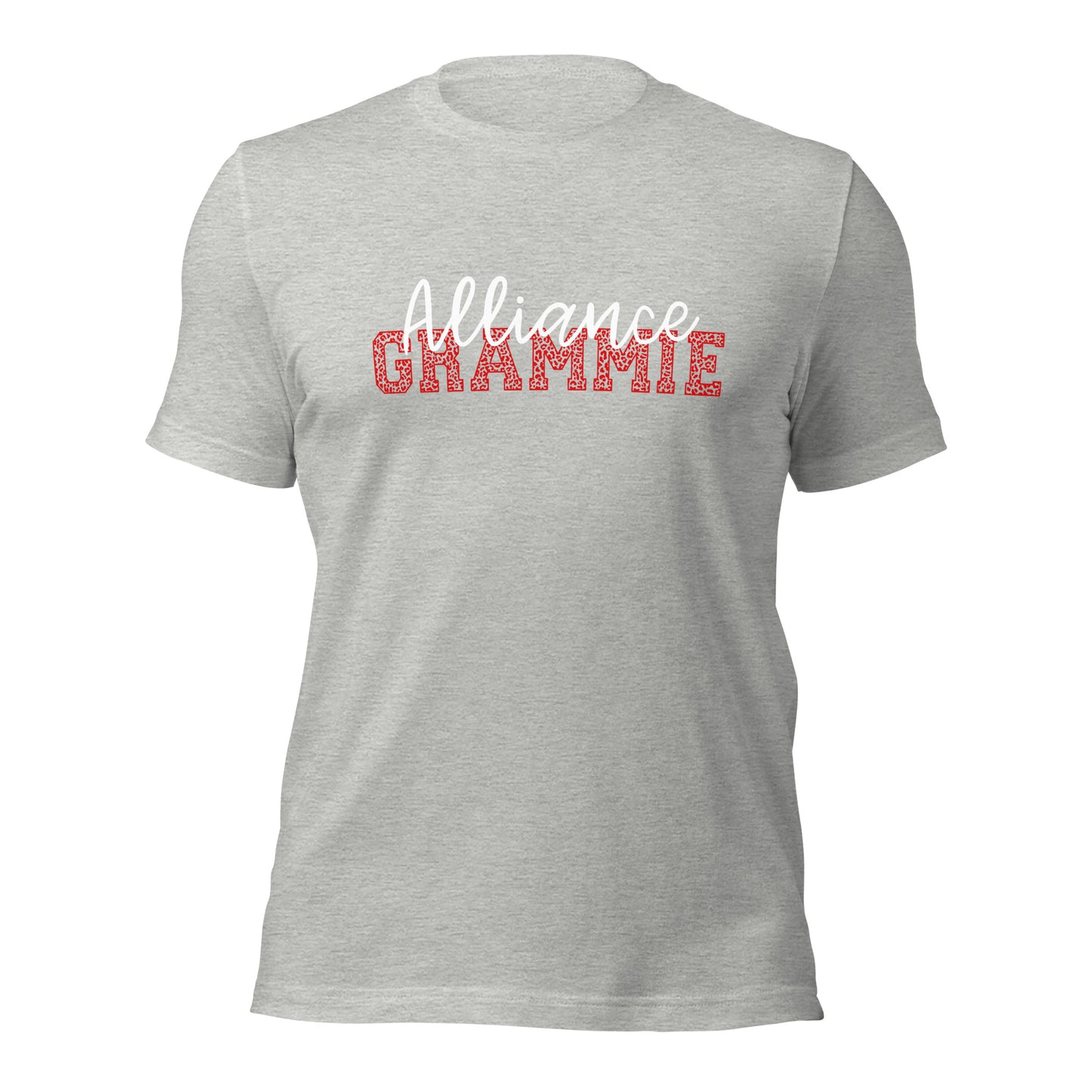 Alliance Grammie - White/Red Lettering Bella + Canvas Unisex t-shirt - Front and Back Design