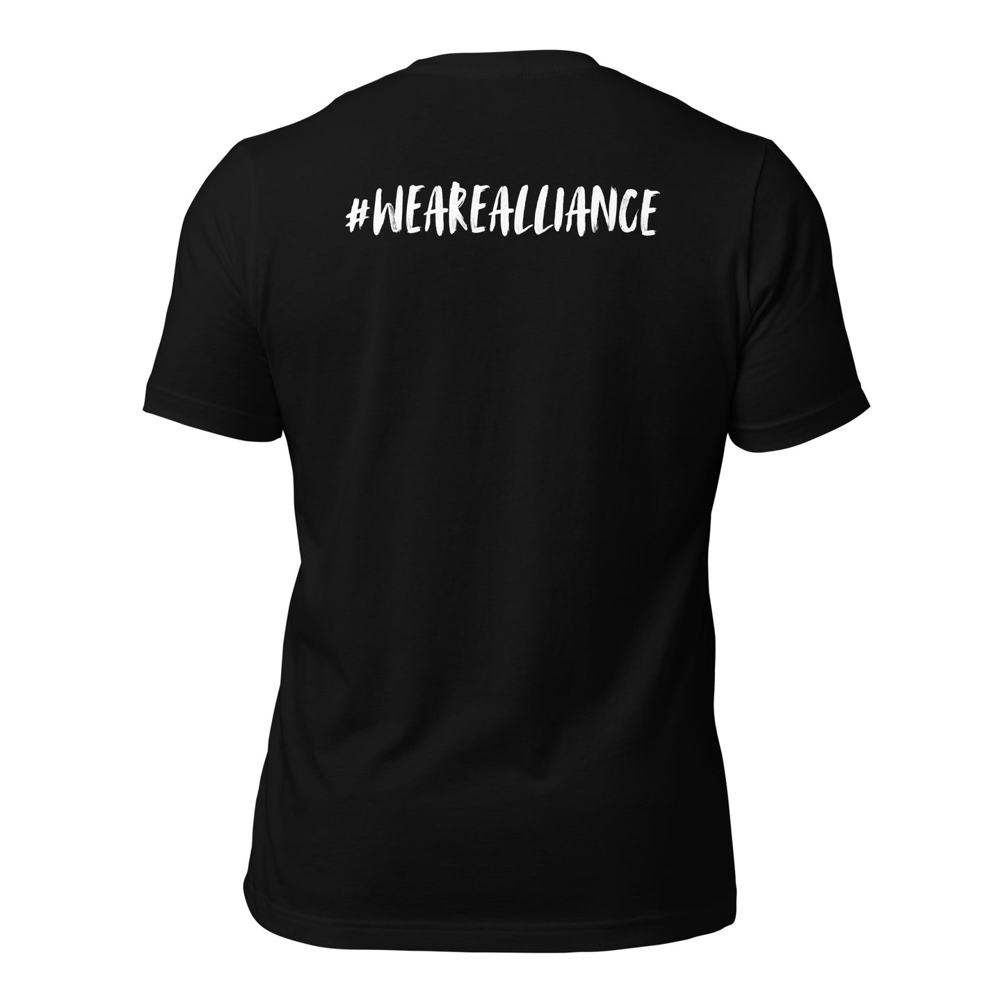 Alliance Mama - White/Red Lettering Bella + Canvas Unisex t-shirt - Front and Back Design