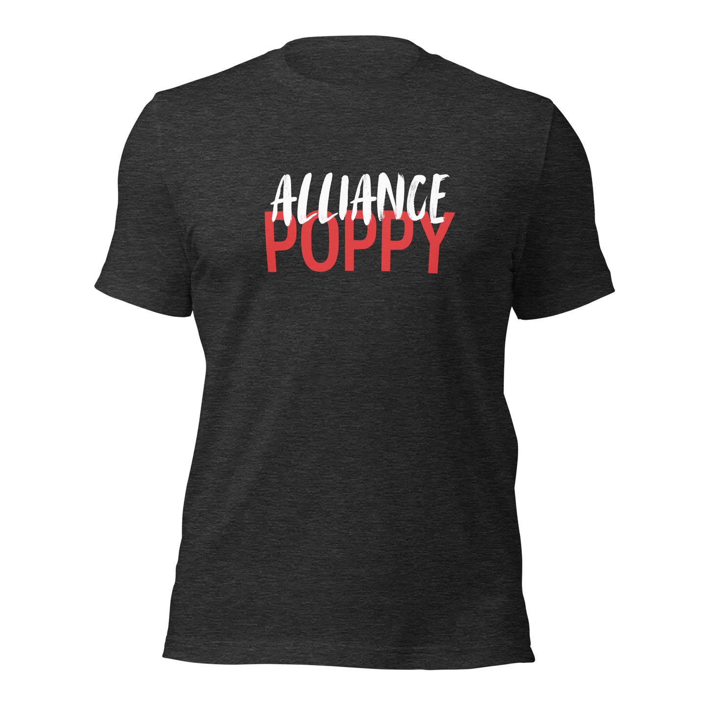 Alliance Poppy - White/Red Lettering Bella + Canvas Unisex t-shirt - Front and Back Design