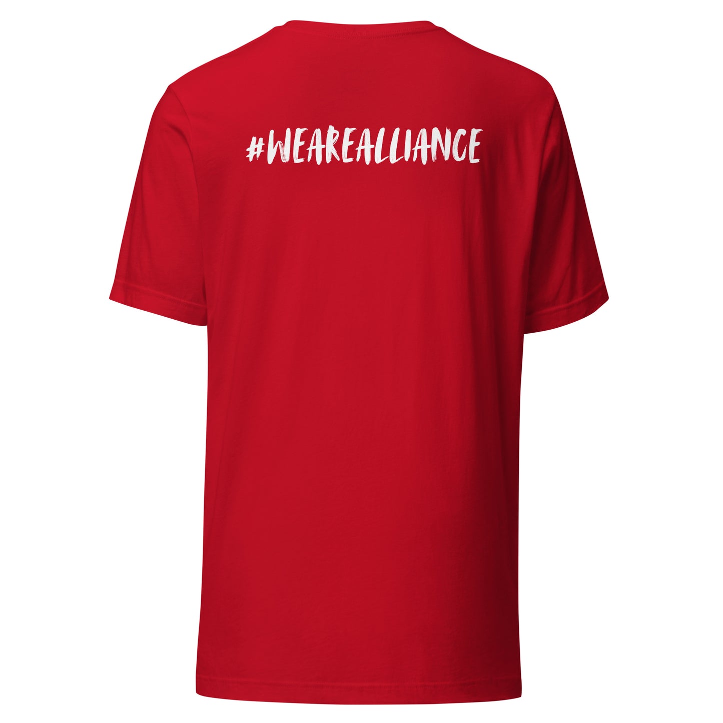 Alliance Logo - Multiple Color Options Bella + Canvas Unisex t-shirt - Front and Back Design